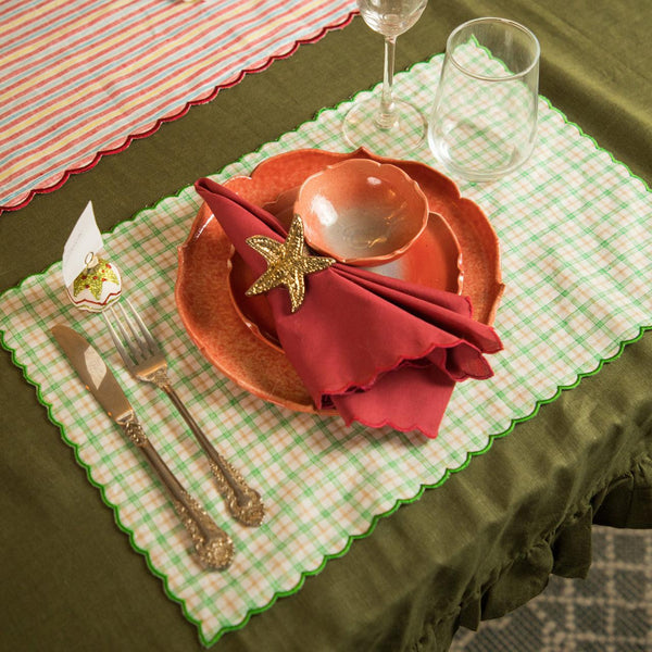 Scallop Green Gingham