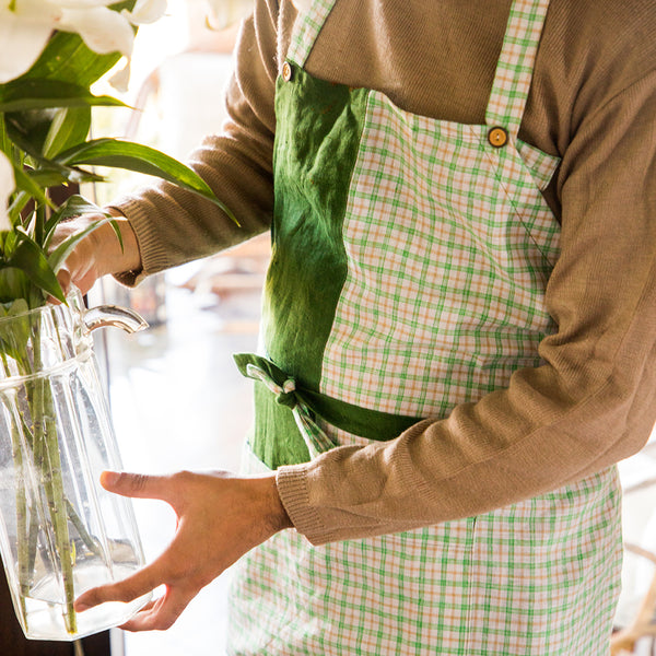 Gingham Green Apron