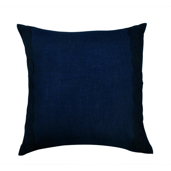 Navy Blue Lacy Cushion
