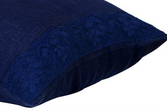 Navy Blue Lacy Cushion