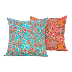 Peach Printed Cotton cushions