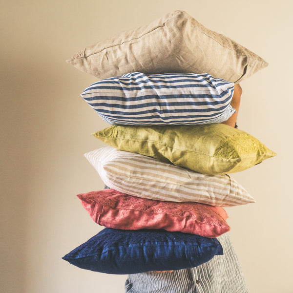 Navy Blue Lacy Cushion