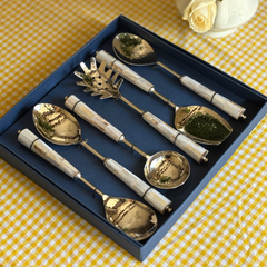 Silver & Pearl Serving Cutlery | Set of 6