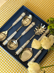 Silver & Pearl Serving Cutlery | Set of 6