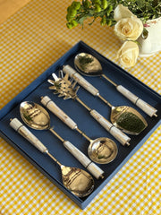 Silver & Pearl Serving Cutlery | Set of 6