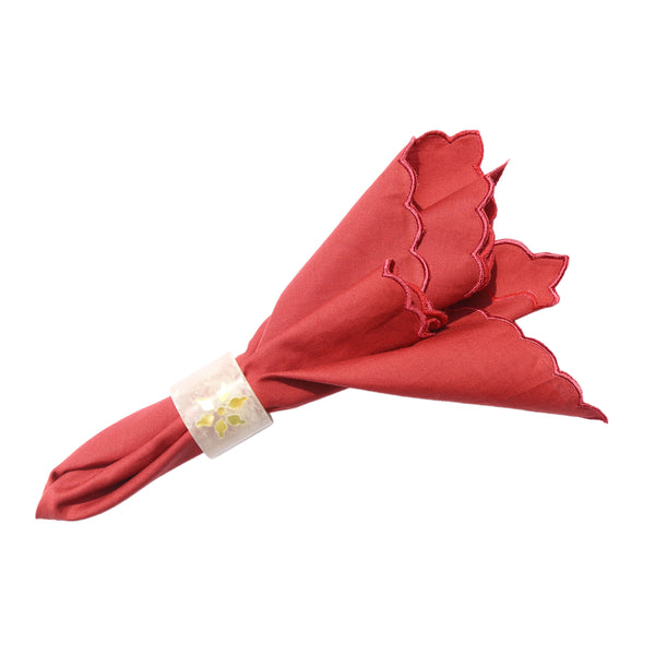 Crimson Mauve Scallop Napkins