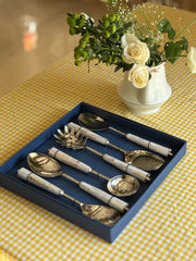 Silver & Pearl Serving Cutlery | Set of 6