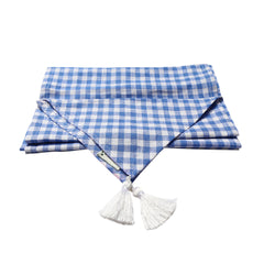 Gingham Blue Linen Runner