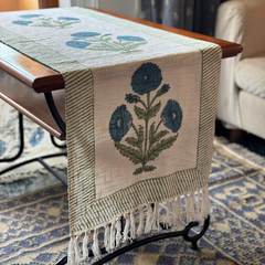 Soft Bloom Handblock Table Runner