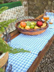 Gingham Blue Linen Runner