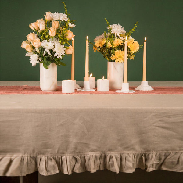 Sand Beige Ruffle - Table Cover